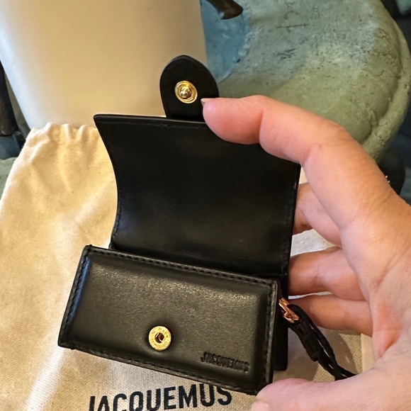 New with Tag! $385 Jacquemus Black Leather Mini Bag Le Porte Bambino Wristlet - Picture 10 of 12
